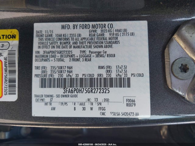 3FA6P0H75GR272325 Ford 2016