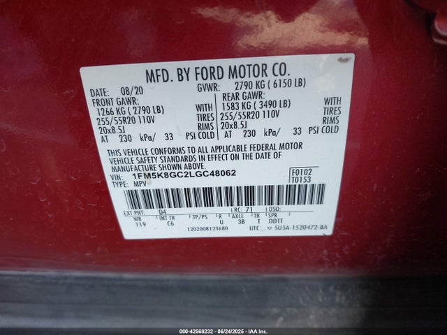 1FM5K8GC2LGC48062 Ford gtdi