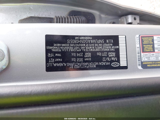 5NPLM4AG0NH080513 Hyundai mpi nu pe