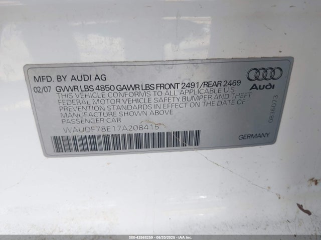 2007 AUDI A4 WAUDF78E17A208415 Photo 8