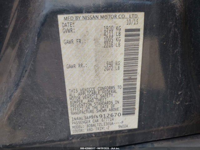 1N4AL3AP9FN912670 Nissan 2015