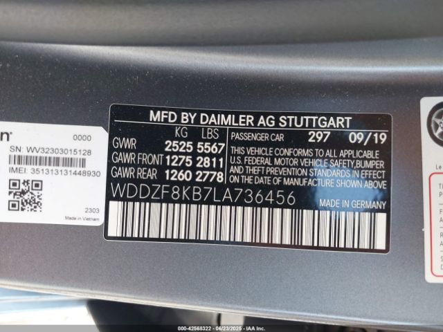 WDDZF8KB7LA736456 Mercedes-Benz m177