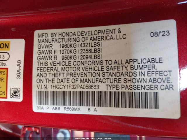 2023 HONDA ACCORD 1HGCY1F32PA058663 Photo 8