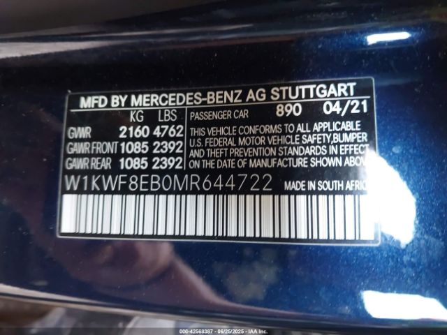 2021 MERCEDES-BENZ C 300 W1KWF8EB0MR644722 Photo 8