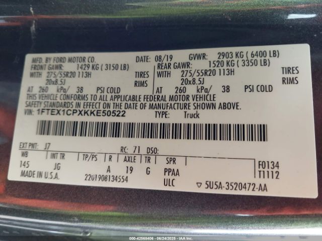 2019 FORD F-150 1FTEX1CPXKKE50522 Photo 8