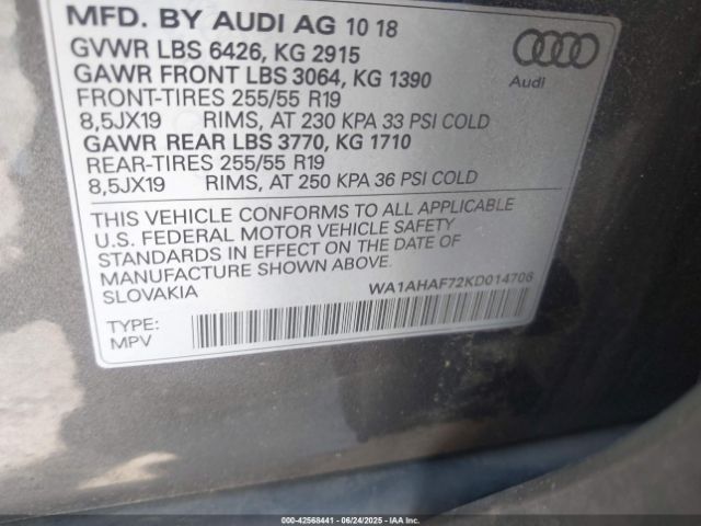 2019 AUDI Q7 WA1AHAF72KD014706 Photo 8
