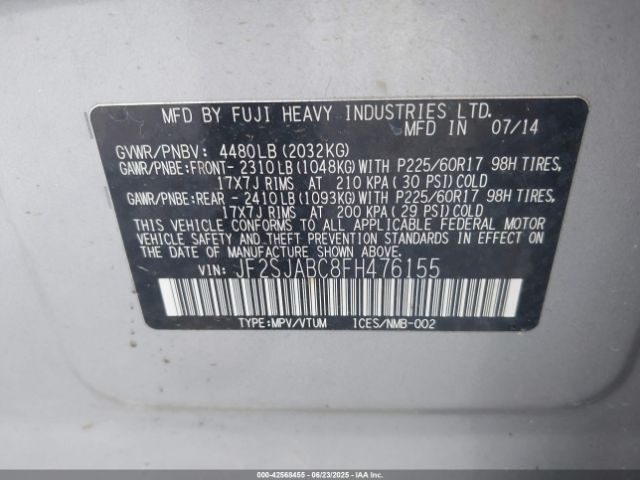 JF2SJABC8FH476155 Subaru 2.5na u5