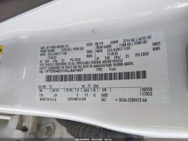 1FTER4EH1KLA87457 Ford 2019