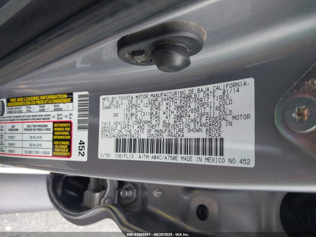 3TMJU4GNXEM164121 Toyota 1gr-fe