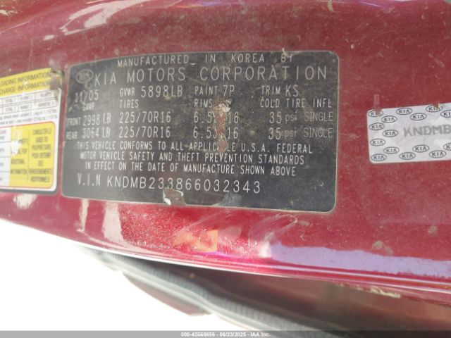 2006 KIA SEDONA KNDMB233866032343 Photo 8