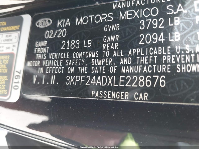 3KPF24ADXLE228676 KIA mpi nu