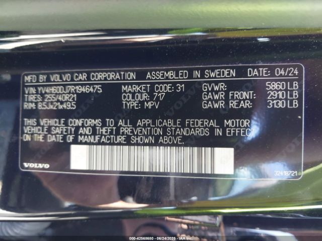 2024 VOLVO XC60 RECHARGE PLUG-IN HYBRID YV4H60DJ7R1946475 Photo 8