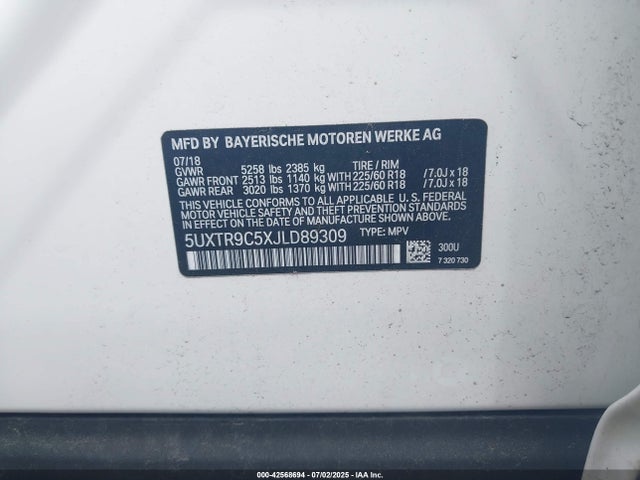 BMW 2018 2018 5UXTR9C5XJLD89309 Image 17
