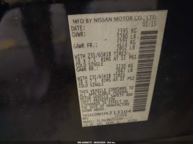 5N1AZ2MH5FN213104 Nissan 2015