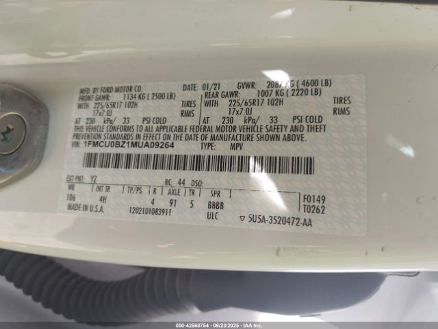 2021 FORD ESCAPE 1FMCU0BZ1MUA09264 Photo 8