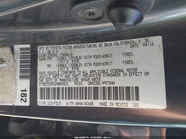3TMBZ5DN5GM004523 Toyota 2gr-fks
