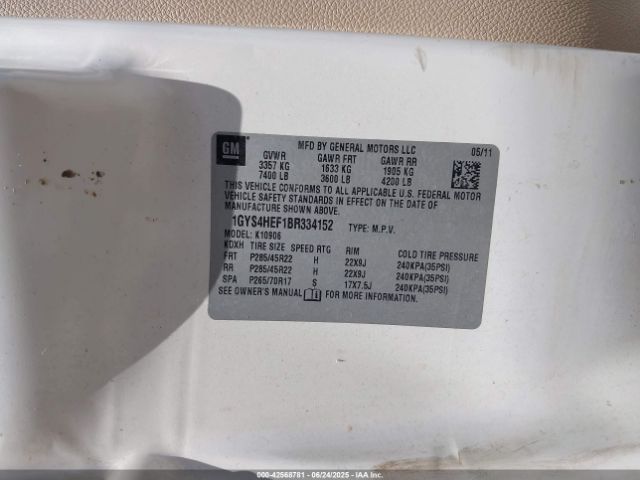 2011 CADILLAC ESCALADE ESV 1GYS4HEF1BR334152 Photo 8
