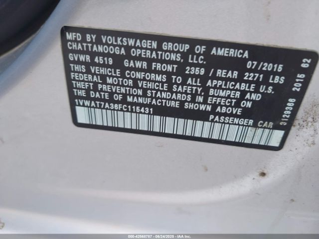 2015 VOLKSWAGEN PASSAT 1VWAT7A36FC115431 Photo 8