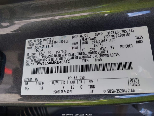 Ford 4v 2021 1FTFW1E50MKE48672 Image 9
