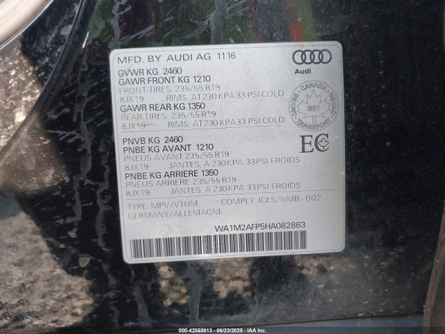 WA1M2AFP5HA082863 Audi 2.0t