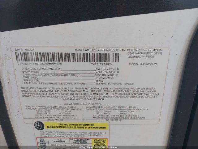 4YDT3202XMM916536 Palomino 2021