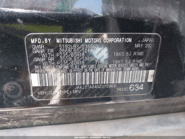 2022 MITSUBISHI OUTLANDER JA4J3TA84NZ015969 Photo 8