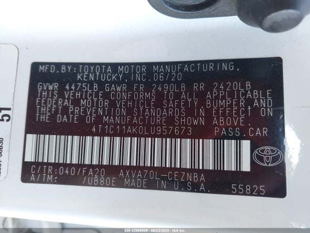 4T1C11AK0LU957673 Toyota a25a-fks