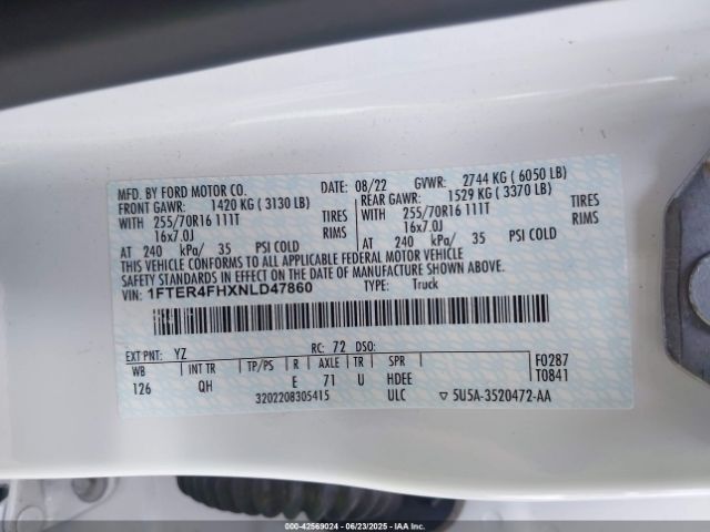 2022 FORD RANGER 1FTER4FHXNLD47860 Photo 8
