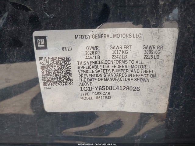 1G1FY6S08L4128026 Chevrolet 2020