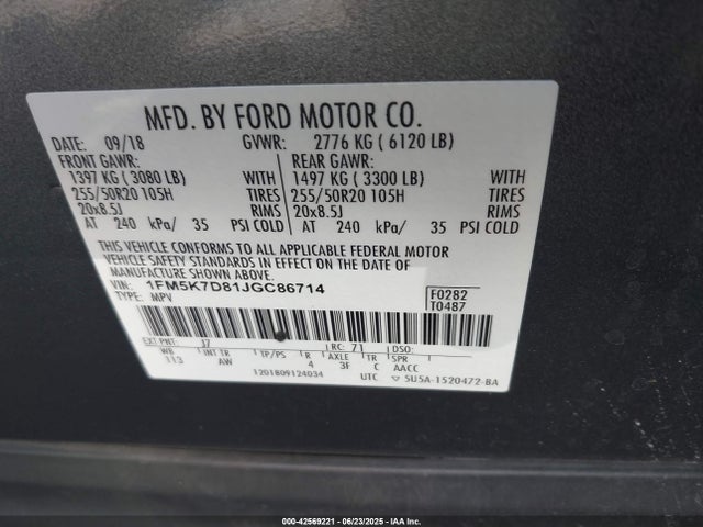 1FM5K7D81JGC86714 Ford 3.5l ti-vct