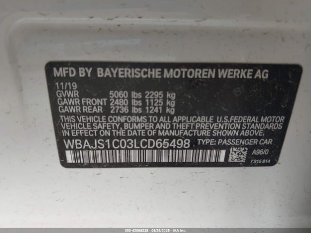 2020 BMW 540I WBAJS1C03LCD65498 Photo 8