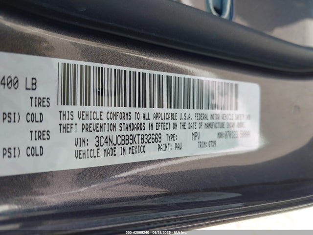 Jeep 2019 2019 3C4NJCBB9KT832669 Image 9