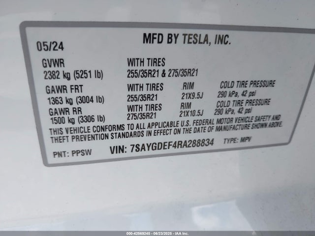 2024 TESLA MODEL Y 7SAYGDEF4RA288834 Photo 8