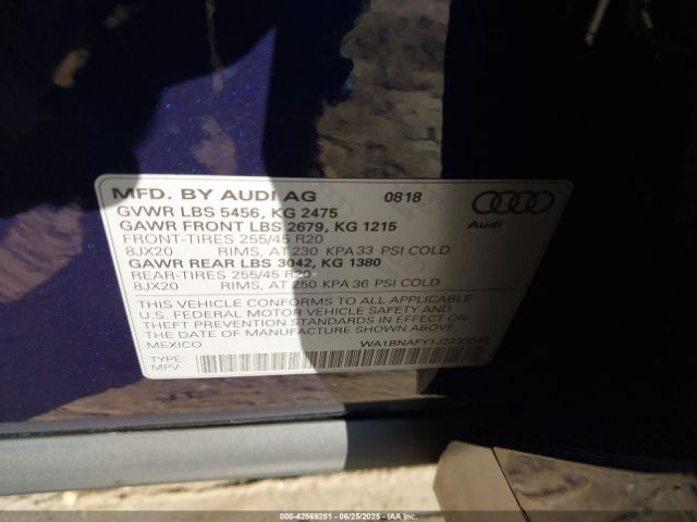 2018 AUDI Q5 WA1BNAFY1J2233043 Photo 8