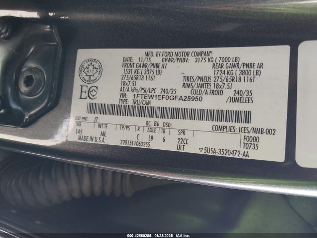 1FTEW1EF0GFA25950 Ford 2016