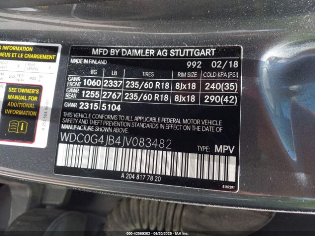 2018 MERCEDES-BENZ GLC 300 WDC0G4JB4JV083482 Photo 8