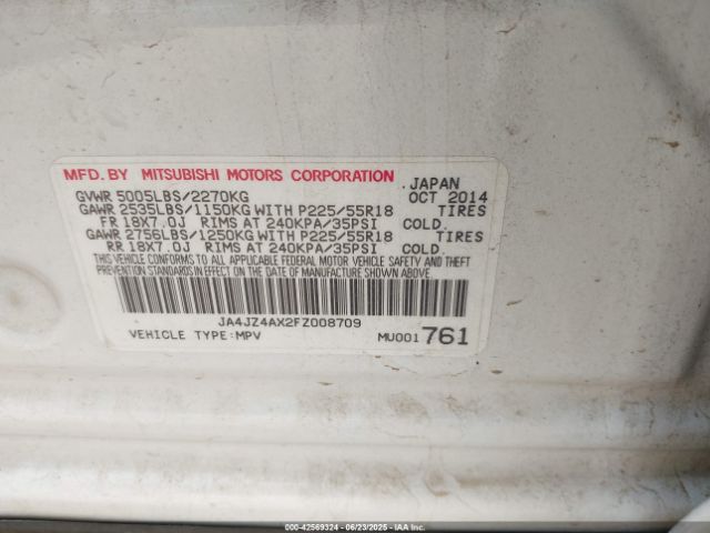 2015 MITSUBISHI OUTLANDER JA4JZ4AX2FZ008709 Photo 8
