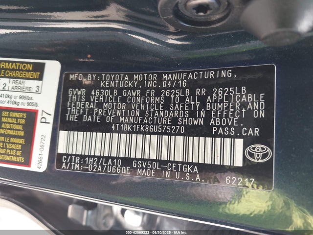 4T1BK1FK8GU575270 Toyota 2gr-fe