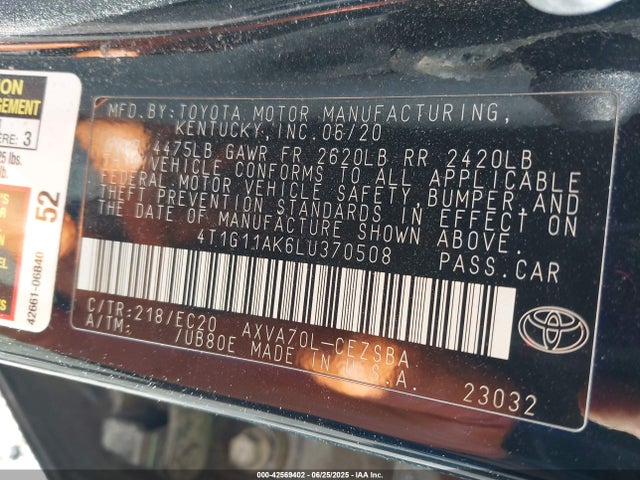 4T1G11AK6LU370508 Toyota a25a-fks