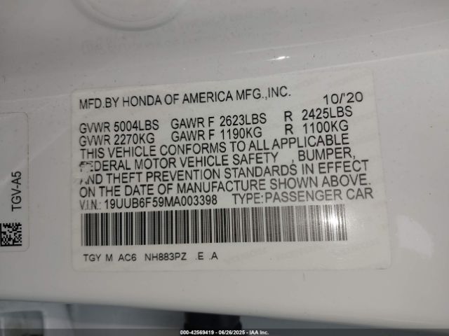 2021 ACURA TLX 19UUB6F59MA003398 Photo 8