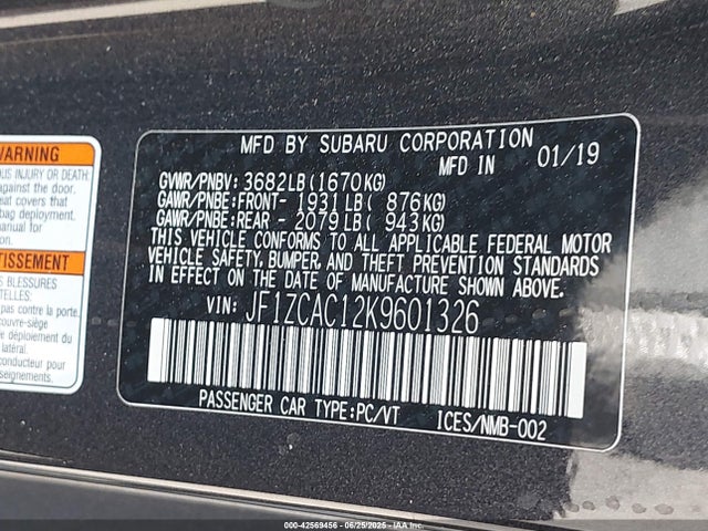 JF1ZCAC12K9601326 Subaru na