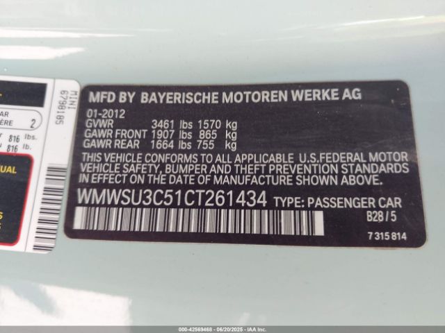 2012 MINI COOPER HARDTOP WMWSU3C51CT261434 Photo 8