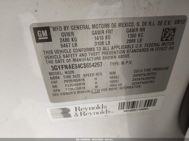 2012 CADILLAC SRX 3GYFNAE34CS654267 Photo 8