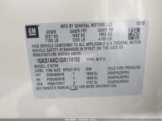 2016 GMC YUKON 1GKS1AKC1GR174155 Photo 8