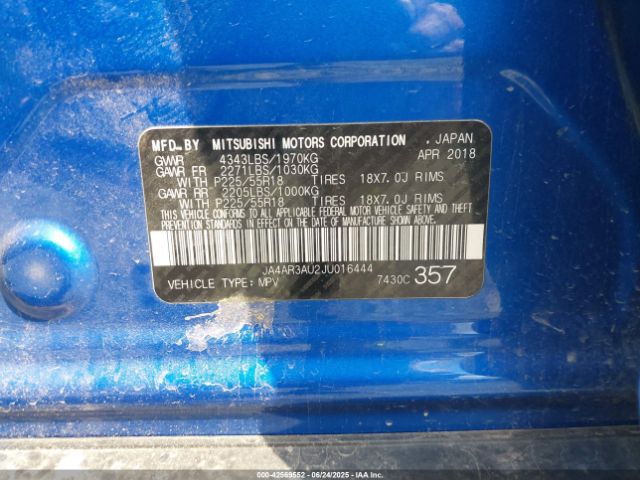 2018 MITSUBISHI OUTLANDER SPORT JA4AR3AU2JU016444 Photo 8