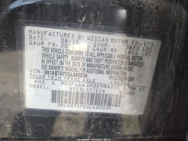 3N1AB7AP2GL680034 Nissan 2016