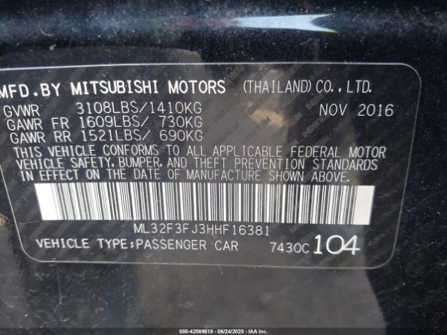 2017 MITSUBISHI MIRAGE G4 ML32F3FJ3HHF16381 Photo 8