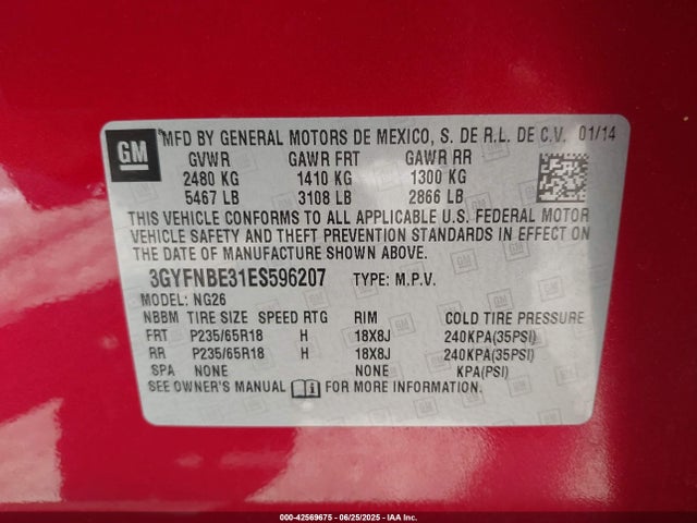2014 CADILLAC SRX 3GYFNBE31ES596207 Photo 8