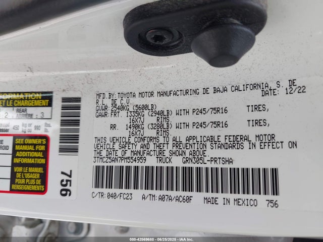 3TMCZ5AN7PM554959 Toyota 2gr-fks