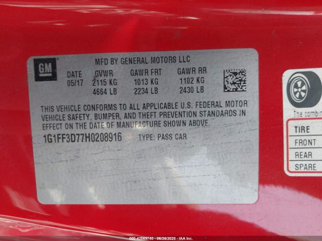 2017 CHEVROLET CAMARO 1G1FF3D77H0208916 Photo 8